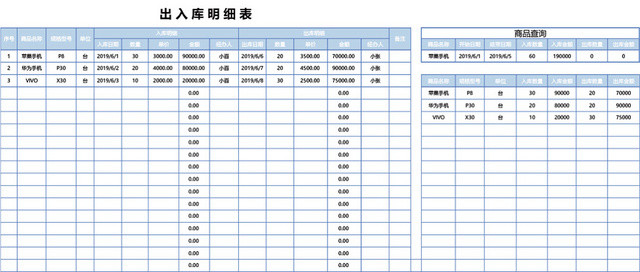 企业仓储管理出入库明细表格设计