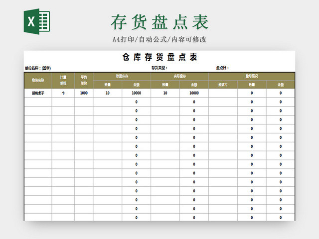 仓储管理存货盘点表