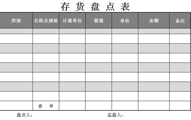 仓储管理存货盘点表