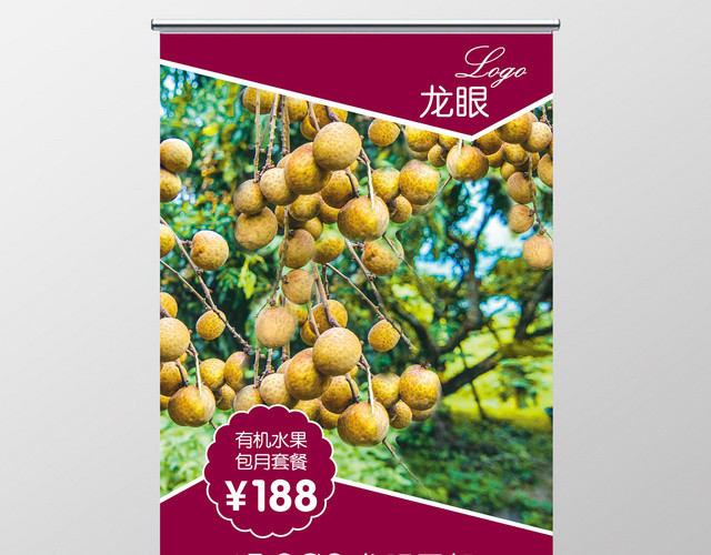 创意简约新鲜水果龙眼宣传易拉宝展架