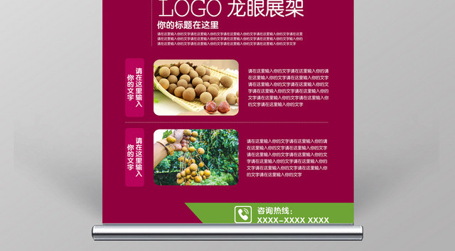 创意简约新鲜水果龙眼宣传易拉宝展架