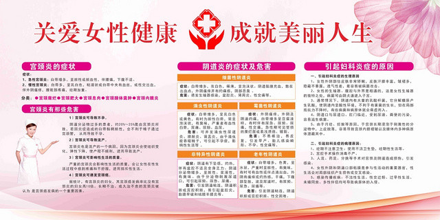 关爱女性健康成就美丽人生粉色渐变风平面设计健康教育宣传栏