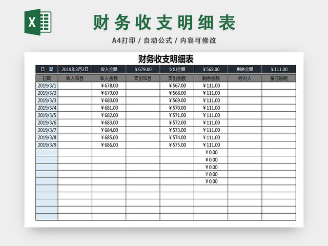 财务收支明细表