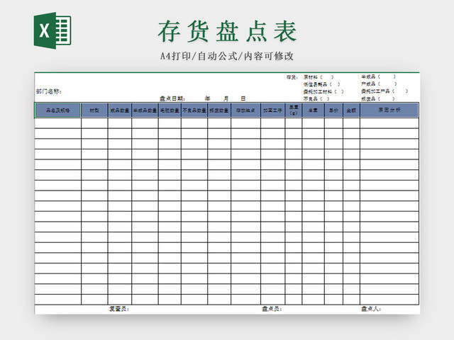 仓储管理存货盘点表