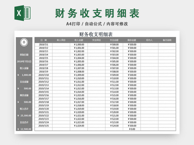 财务收支明细表