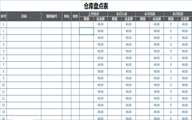 仓储管理存货盘点表