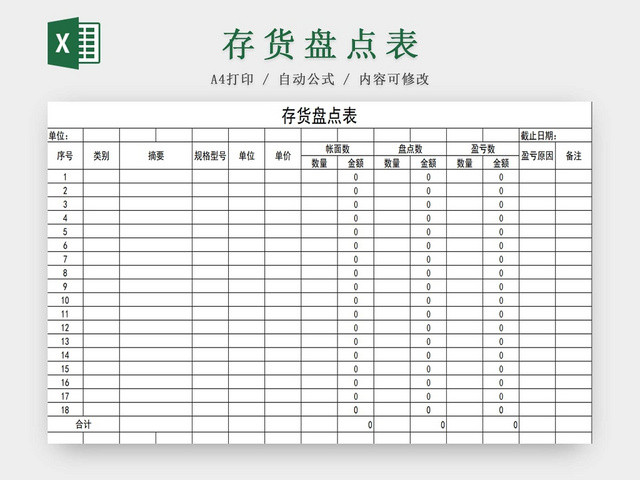 存货盘点表存货单存货明细