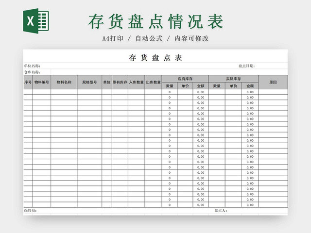 存货盘点表存货单存货明细