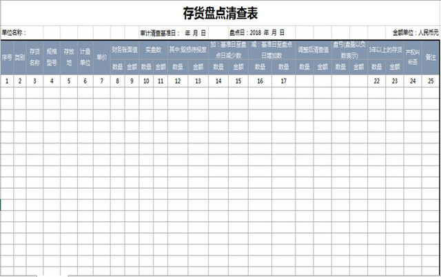 仓储管理存货盘点表