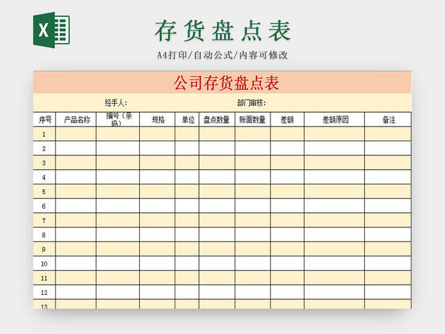 仓储管理存货盘点表