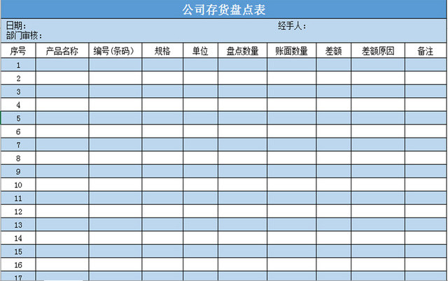 仓储管理存货盘点表