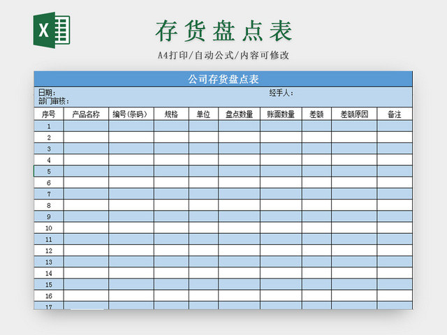 仓储管理存货盘点表