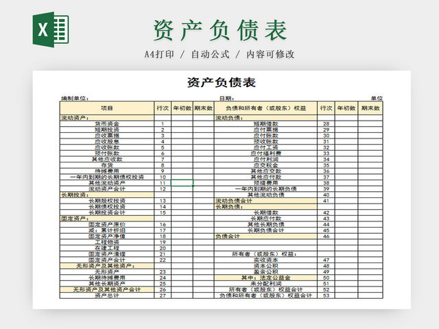 资产负债表