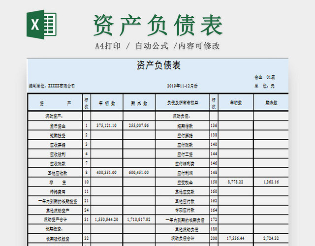 资产负债表