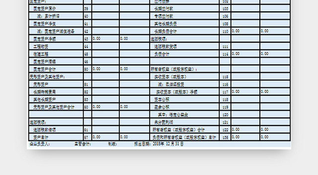 资产负债表