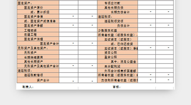 资产负债表