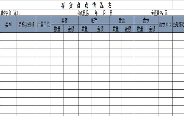 仓储管理存货盘点表