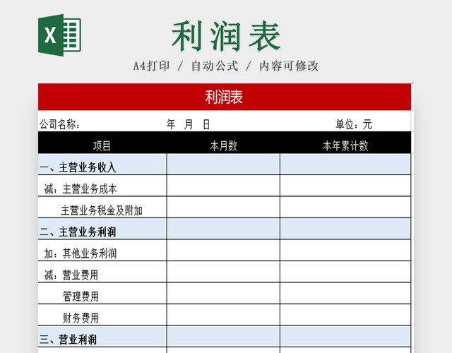 企业利润表