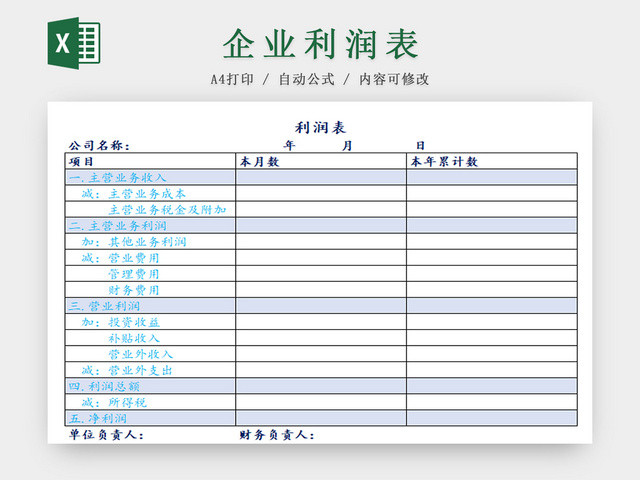 企业利润表