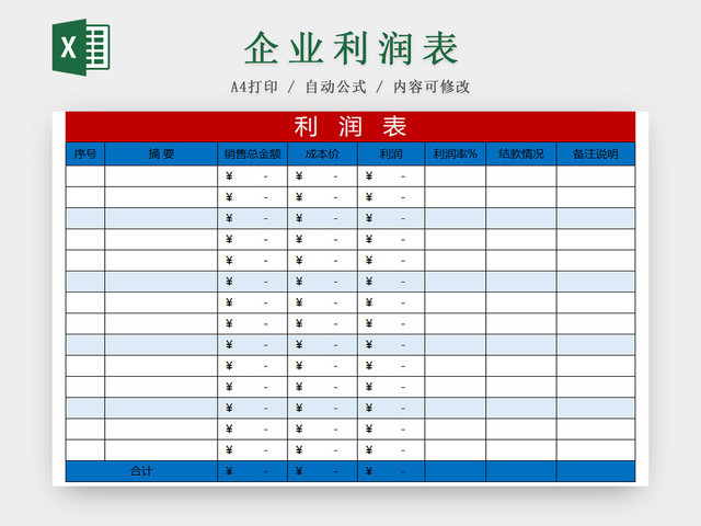 企业利润表