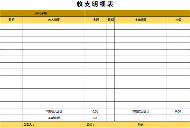 收支明细表
