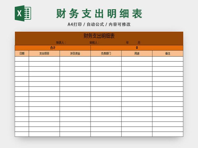 财务支出明细表