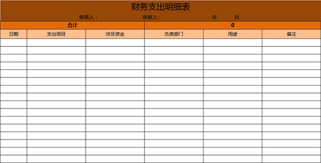 财务支出明细表