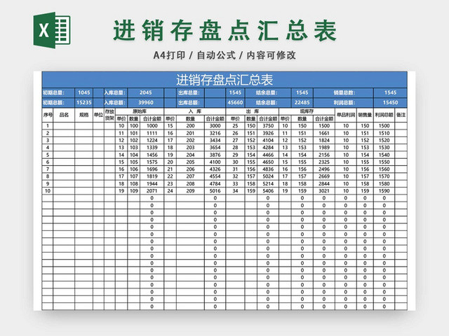 企业仓储管理进销存盘点汇总表格设计