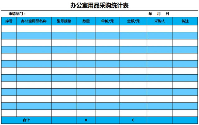 办公室用品清单