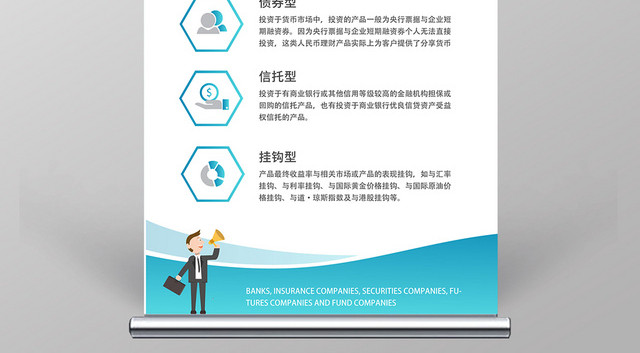 商业模式模版蓝色简约风产品宣传易拉宝X展架