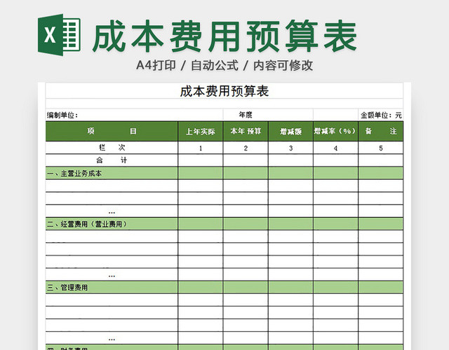 成本费用预算表
