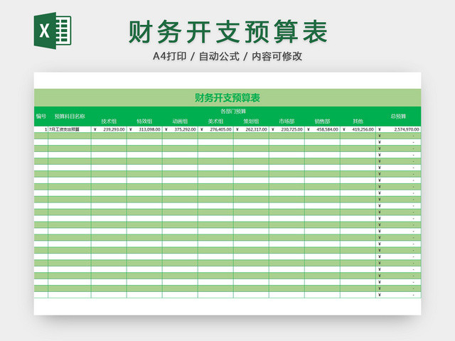 财务开支预算表