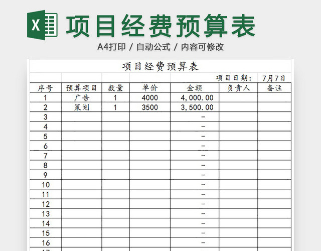 项目经费预算表