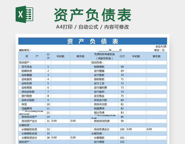 资产负债表