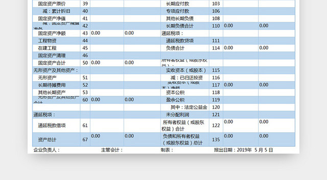 资产负债表