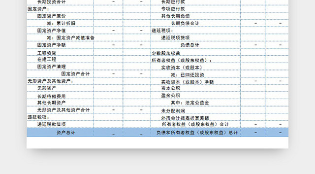 资产负债表