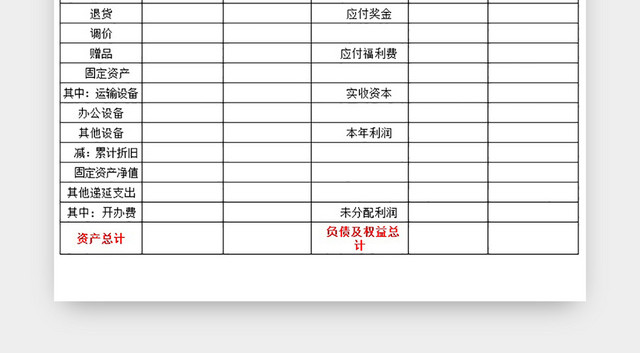 资产负债表