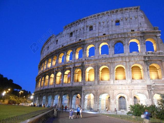 摄影清新斗兽场罗马夜景背景图片