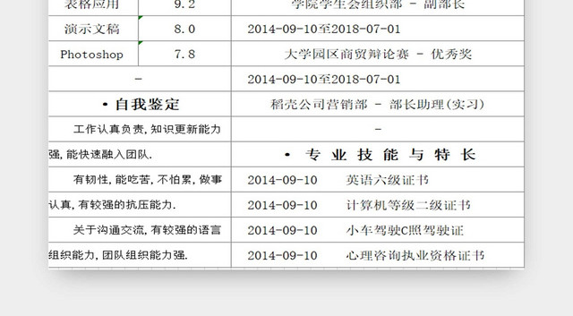 简约求职简历营销类简历个人简历