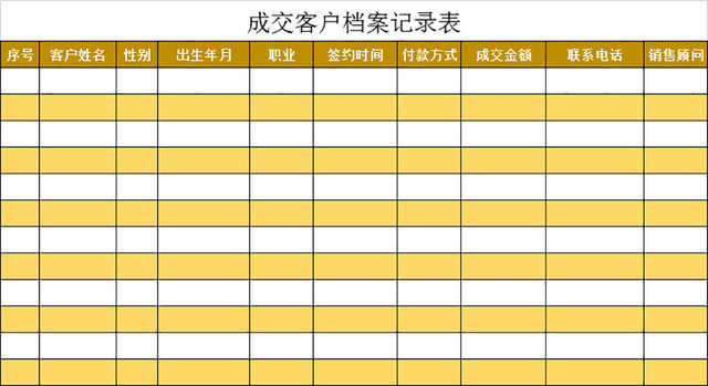 行政档案管理表成交客户档案记录表