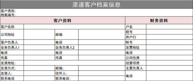 行政管理渠道客户信息档案