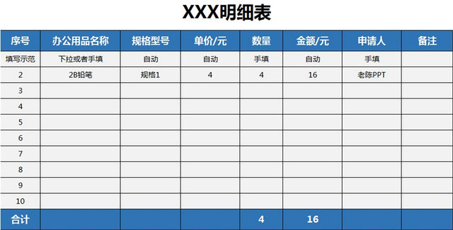 办公用品采购统计表