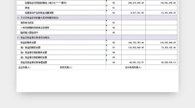 紫色上市公司现金流量表EXCEL模板