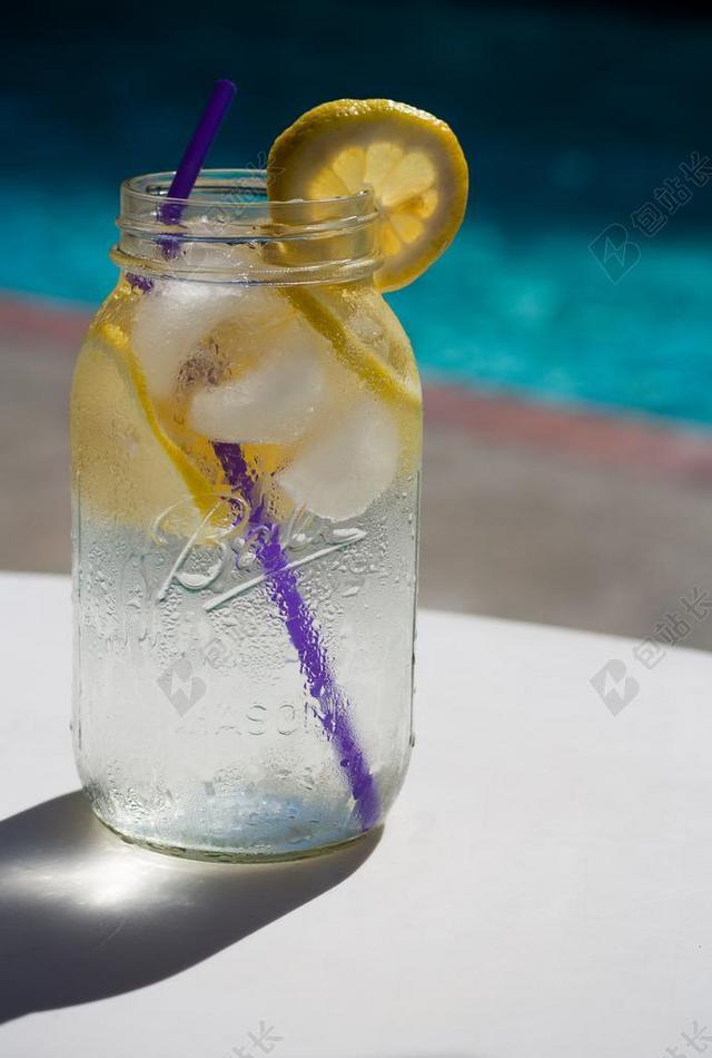 水 柠檬 池 夏天 清爽 玻璃 玻璃 罐 梅森 柑橘 冷