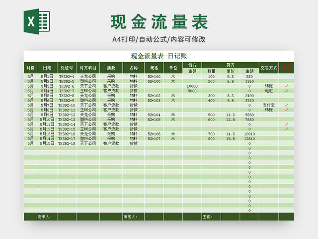 公司会计财务现金流量表