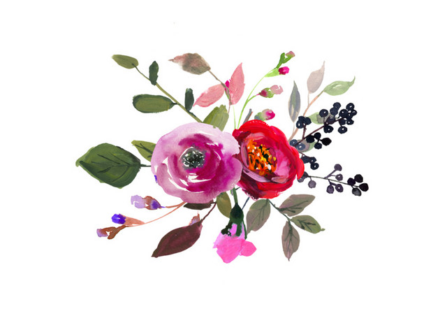 水彩手绘花卉装饰