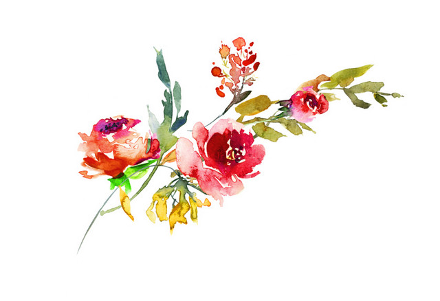 水彩手绘鲜花装饰