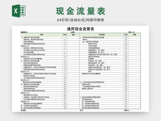 公司会计现金流量表模板