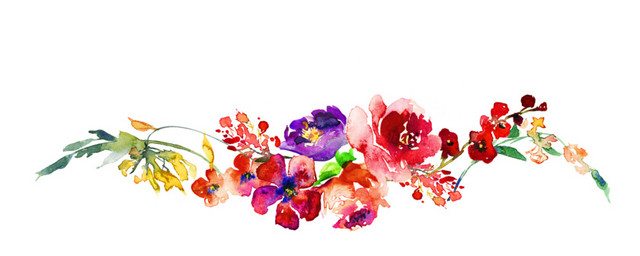 水彩红色花卉装饰边框