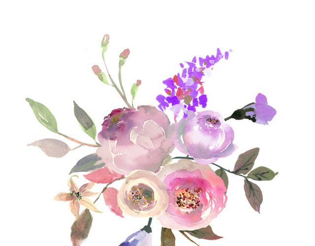 水彩手绘花卉枝叶